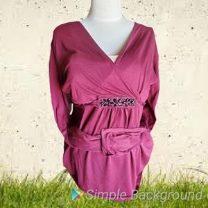Burgundy maternity long sleeved blouse.